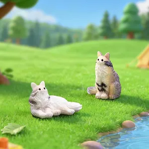 Realistische Maine Coon kat miniaturen voor DIY micro-landschap decoratie