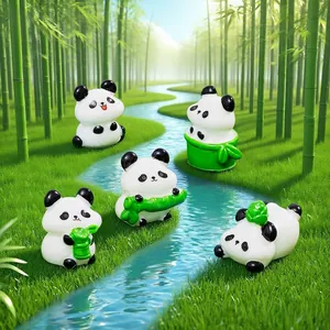 Set di graziose mini figurine di panda per decorazioni fai da te da giardino