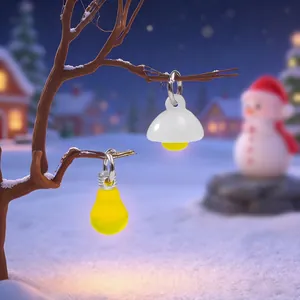 Luminous micro landscape DIY charms with lamp and bulb designs in winter snow scene