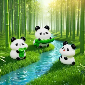 Simpatiche figurine di panda in miniatura per micro-paesaggi e decorazioni da scrivania