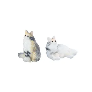 Set van 2 realistische miniatuur Maine Coon kattenbeeldjes voor DIY landschapsdecoratie