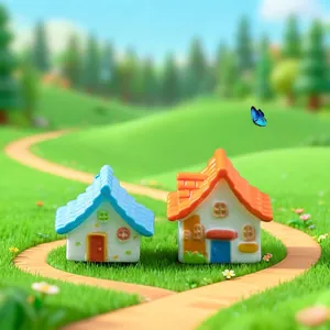 Ensemble de figurines de maisons de village miniatures pour l'aménagement de jardins fées