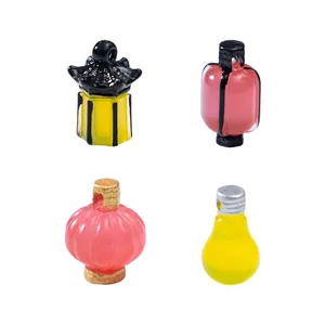 Set of miniature glowing Chinese lanterns and light bulbs for DIY dollhouse decoration