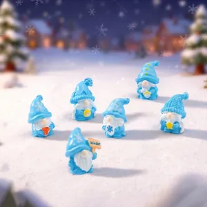 Statuine di Gnomi Invernali in Miniatura Blu Chiaro Resina Gnomi di Natale per Micro Paesaggio Fai da Te Scenario Nevoso Decorazione Casa
