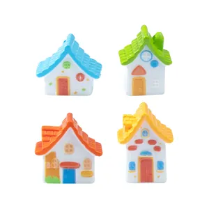 Lot de 4 maisons rurales miniatures colorées pour décoration de jardin DIY micro-paysage