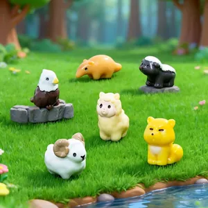 Cute miniature animal figurines set for DIY micro landscape and desk decoration