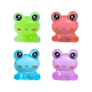 Set of 4 luminous cute frog figurines for DIY miniature garden landscaping decor.