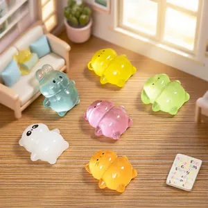 Set of 6 colorful miniature luminous animal figurines for dollhouse DIY desktop decor