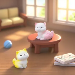 Two cute cat figurines for micro landscape dollhouse DIY miniature desktop decoration accessories