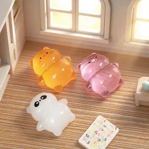 Luminous miniature animal figurines panda and cat lying down for dollhouse DIY