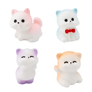 Set of four cute miniature cat figurines for DIY dollhouse and desktop decoration.