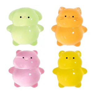 Set of 4 cute luminous micro-landscape animal figurines for DIY dollhouse decor.