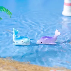 Miniature glitter whale dolphin figurines for aquarium micro landscape DIY decor
