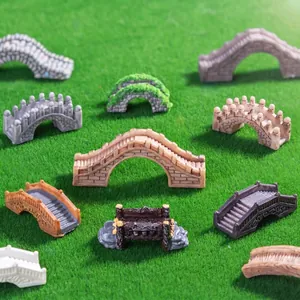 Collection of miniature stone and wood bridges for fairy garden DIY landscape decor