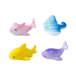 Set of 4 cute glittery sea animal figurines for micro landscape and fish tank decor