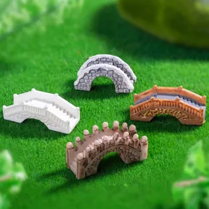 Set of 4 miniature decorative bridges for fairy garden DIY landscaping and home decor.