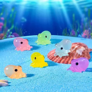 Mini statuette di polpo luminose colorate per decorazione acquario fai-da-te