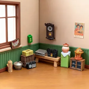 Retro Eighties Style Miniature Furniture Resin Ornaments For Dollhouse DIY Micro Landscape Decoration Vintage Home Decor