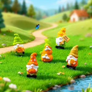 Cute Thanksgiving pumpkin gnomes figurines for DIY micro landscape garden decor set