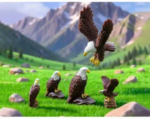 Figurine di aquila calva in miniatura in resina per la decorazione di micro paesaggi