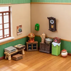 Detailed collection of retro 80s miniature furniture and dollhouse accessories