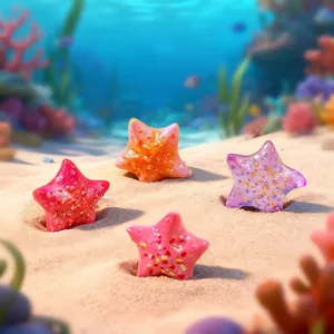 Leuchtende bunte Seestern-Figuren für die Aquariengestaltung und DIY-Dekoration.