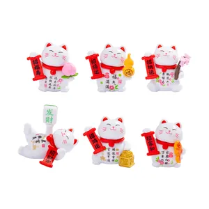 Set of 6 creative cute mini lucky cat figurines for DIY micro landscape desk decoration