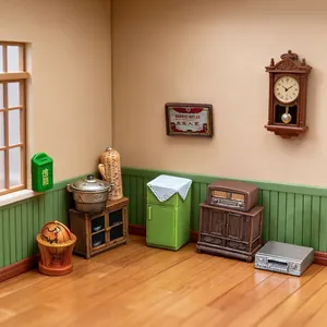 Vintage 1980s style miniature dollhouse furniture set for DIY desktop display decoration