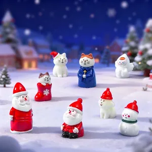 Statuine di Natale in Miniatura Resina Babbo Natale Pupazzo di Neve Animali Ornamenti da Scrivania DIY Micro Paesaggio Giardino Accessori Regalo di Natale