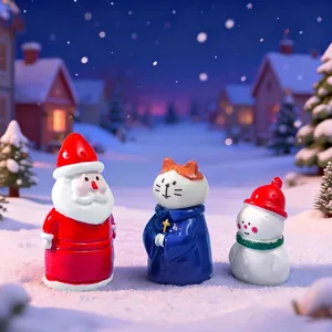 Simpatiche figurine natalizie Babbo Natale pupazzo di neve gatto per decoro DIY