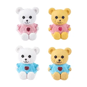 Set of 4 miniature resin teddy bear figurines for DIY fairy garden and dollhouse decor.