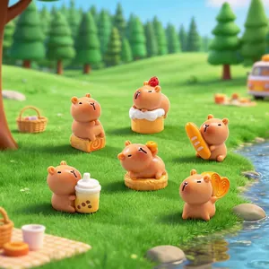 Mini Cute Capybara Resin Figurines Dessert Theme Water Pig Miniature Ornaments For DIY Dollhouse Micro Landscape Desktop Decor