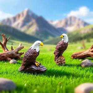 Statuine di aquila calva in miniatura in resina per paesaggi da giardino e decorazioni DIY