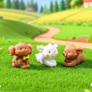 Tres lindas figuras de perro Teddy en miniatura para decoración de micropaisaje DIY