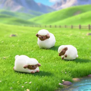 Cute miniature white sheep figurines for DIY fairy garden and micro landscape decor