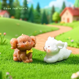 Figuritas en miniatura de cachorros de resina para decoración de micro paisajes DIY