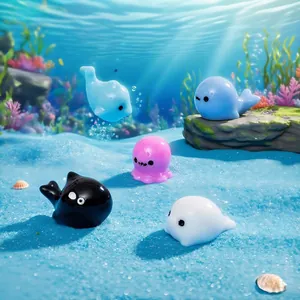Mini Marine Animal Resin Figurines Octopus Dolphin Whale Orca DIY Micro Landscape Decor For Aquarium Fish Tank Desktop Ornament Gift
