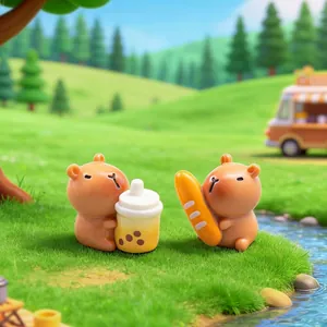 Cute dessert-themed Capybara figurines for micro-landscape and dollhouse DIY decor