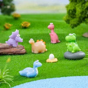 Set of cute cartoon dinosaur figurines for micro-landscape and desktop DIY decoration.