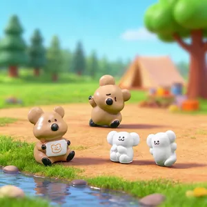 Cartoon Bear Mini Figurines Micro Landscape DIY Dollhouse Accessories Resin Animal Statues For Desktop Decoration Ornaments