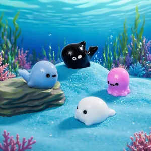 Cute miniature ocean sea creature resin figures for DIY micro landscape fish tank decor