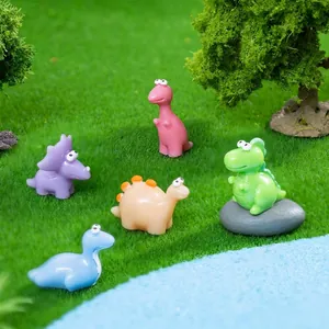 Set of 5 cute colorful mini dinosaur figurines for DIY micro landscape and office desk decor