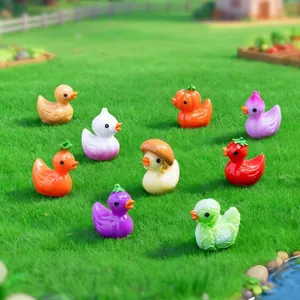 Miniature Cute Vegetable Duck Resin Figurines DIY Micro Landscape Fairy Garden Decorations Hand Painted Small Animal Desk Ornaments