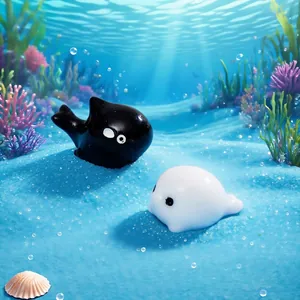 Cute mini orca and white seal figurines for DIY ocean theme micro-landscape aquarium decor