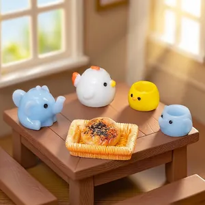 Miniature Resin Animal Tea Pot Cup Figurine Simulation Food DIY Micro Landscape Decor Desktop Ornament Cute Toy Accessories