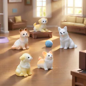 Mini Resin Dog Figurines Cute Labrador Golden Retriever Puppy Statue Dollhouse DIY Accessories Micro Landscape Ornaments