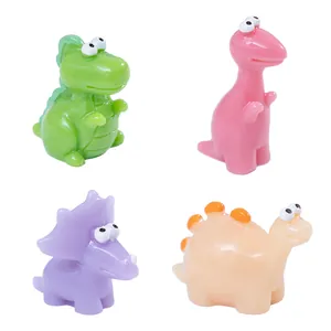 Set of four colorful cute cartoon dinosaur figurines for DIY micro-landscape desk decor