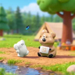 Cute miniature cartoon bear figurines for micro landscape and DIY dollhouse decoration.