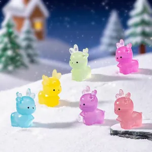 Miniature night-light Christmas deer figurines for DIY landscape decoration