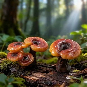 Gesimuleerde wilde Ganoderma-paddenstoelen voor mosmicro-landschap en DIY-tuindecoratie